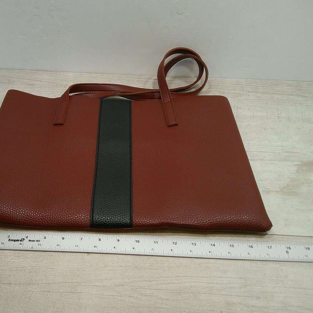 Vince Camuto Luck Tote Bag Vegan Pebbled Leather Red Desert Stripe Work Laptop - Picture 10 of 10